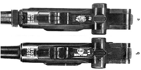 16. Acima dois exemplos de pistolas double dated uma DWM Artillerie e outra P08 do Arsenal de Erfurt