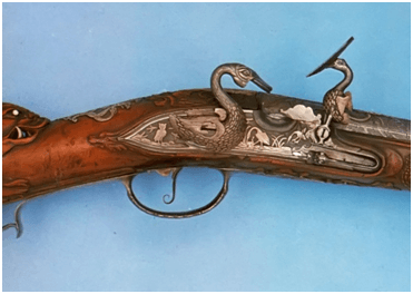 6. Um belíssimo exemplar de fecho snaphaunce arma fabricada na Alemanha em 1685